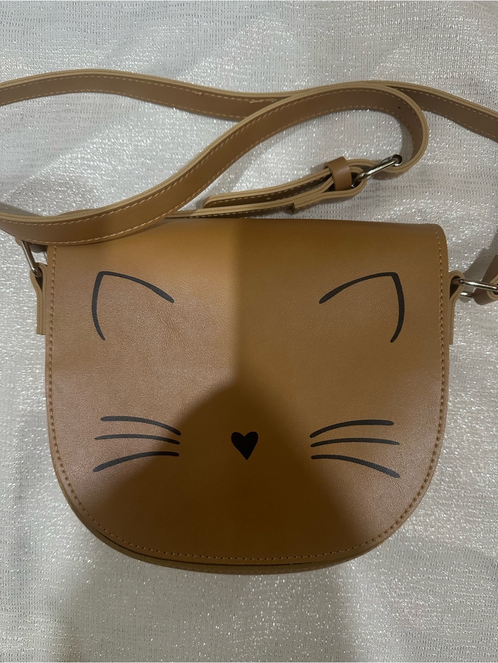Tan Cat Face Crossbody Bag for Women - Cute Whisker Design